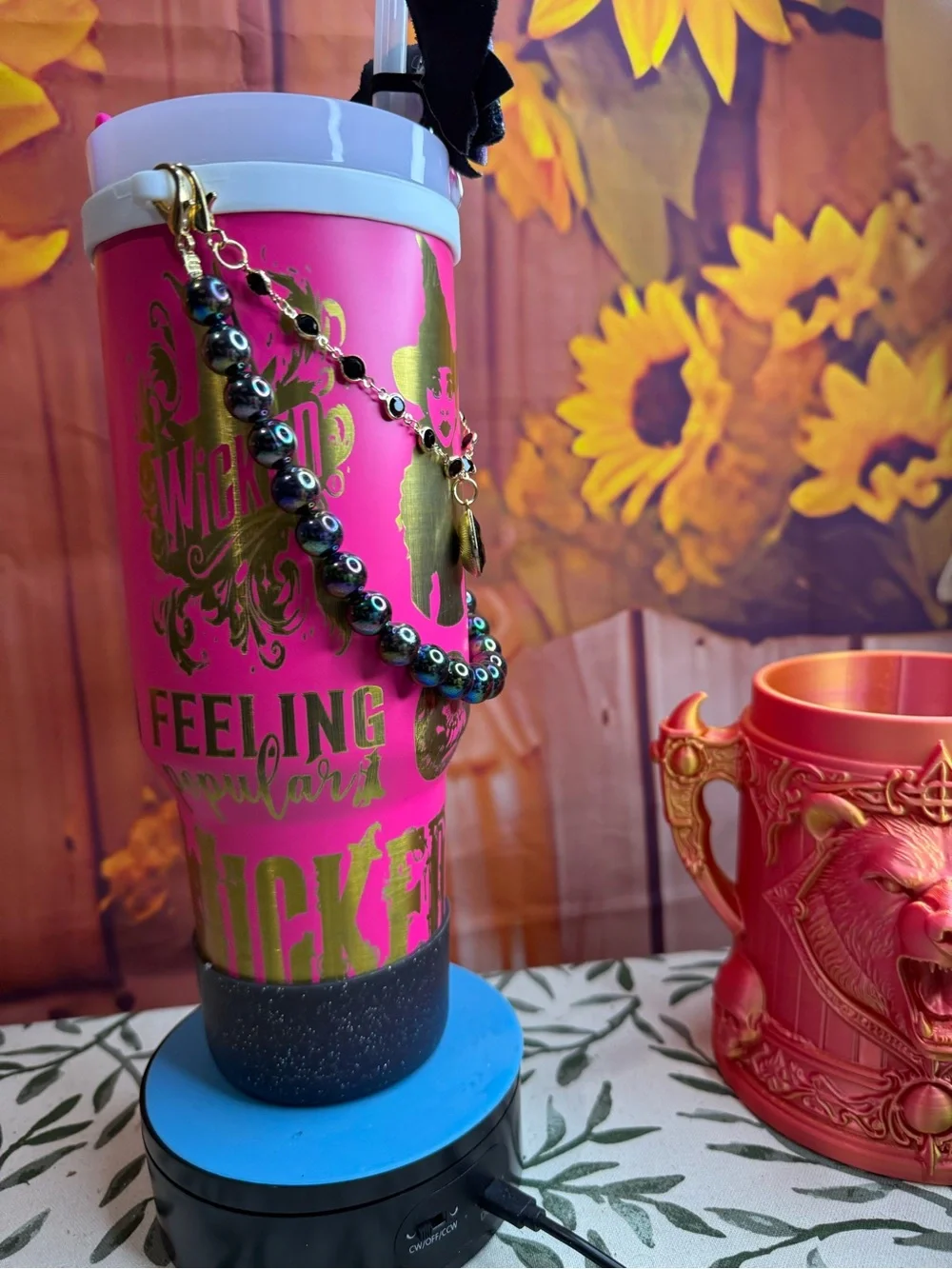 40oz Custom Engraved Wicked Tumbler with Iridescent bling